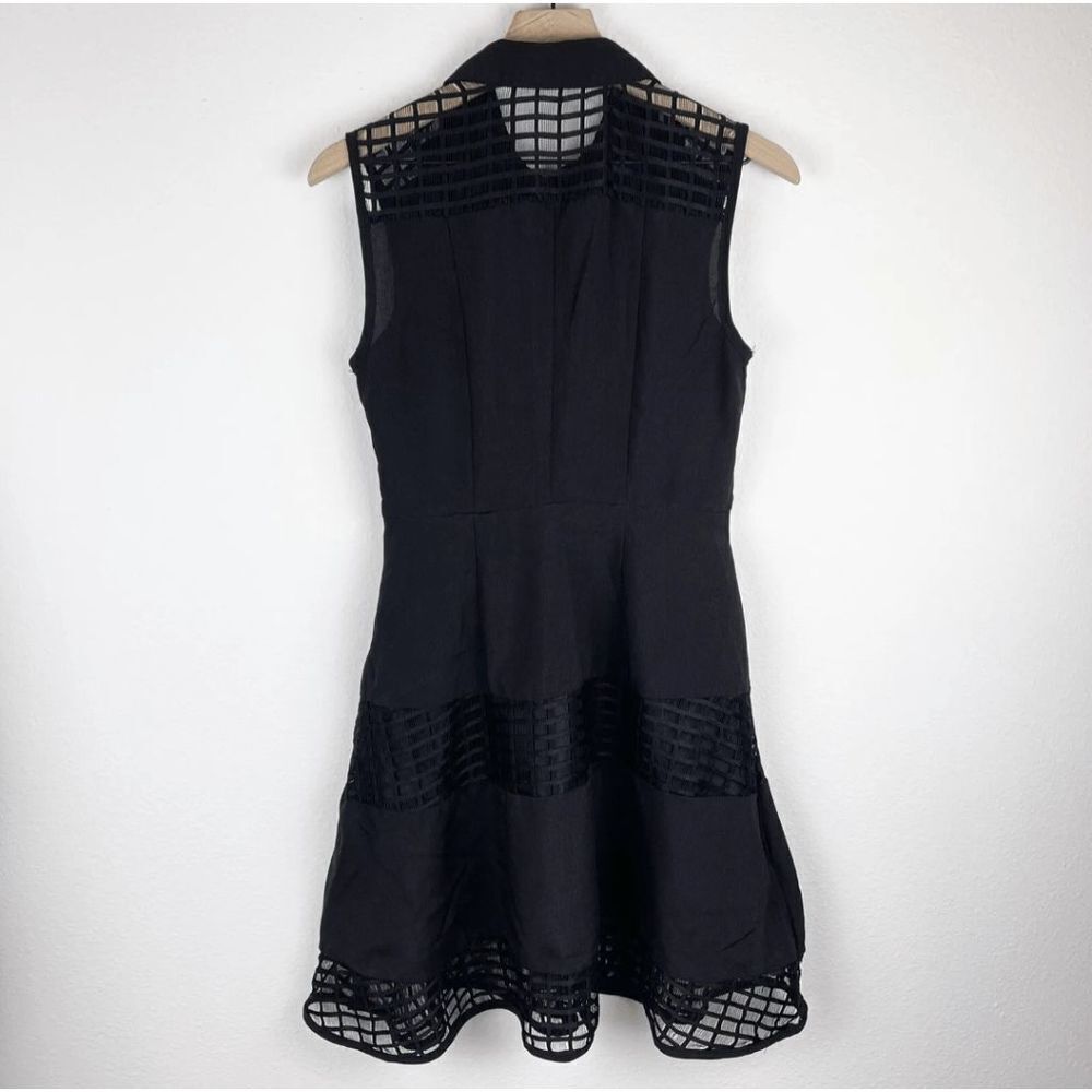 Signature Collection Collared Sleeveless Black Knee Length Casual Dress Size M
